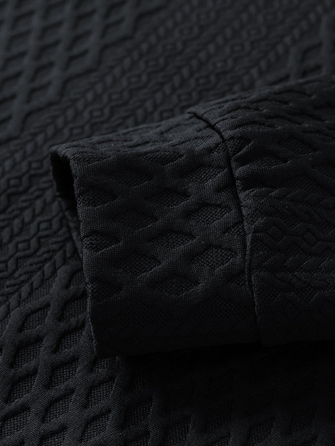 Relax Fit Geometric Jacquard Crew Neck Sweatshirt