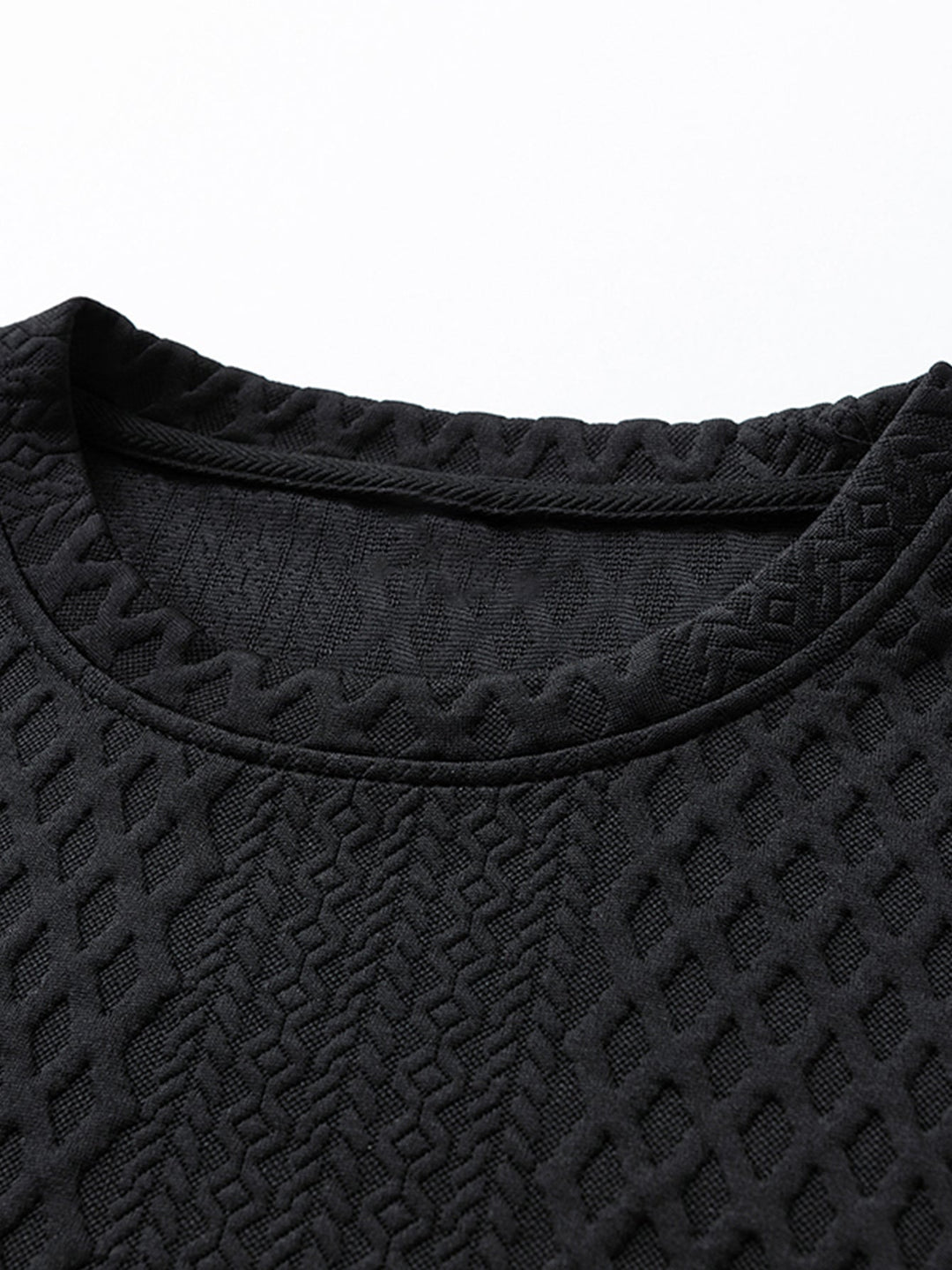 Relax Fit Geometric Jacquard Crew Neck Sweatshirt