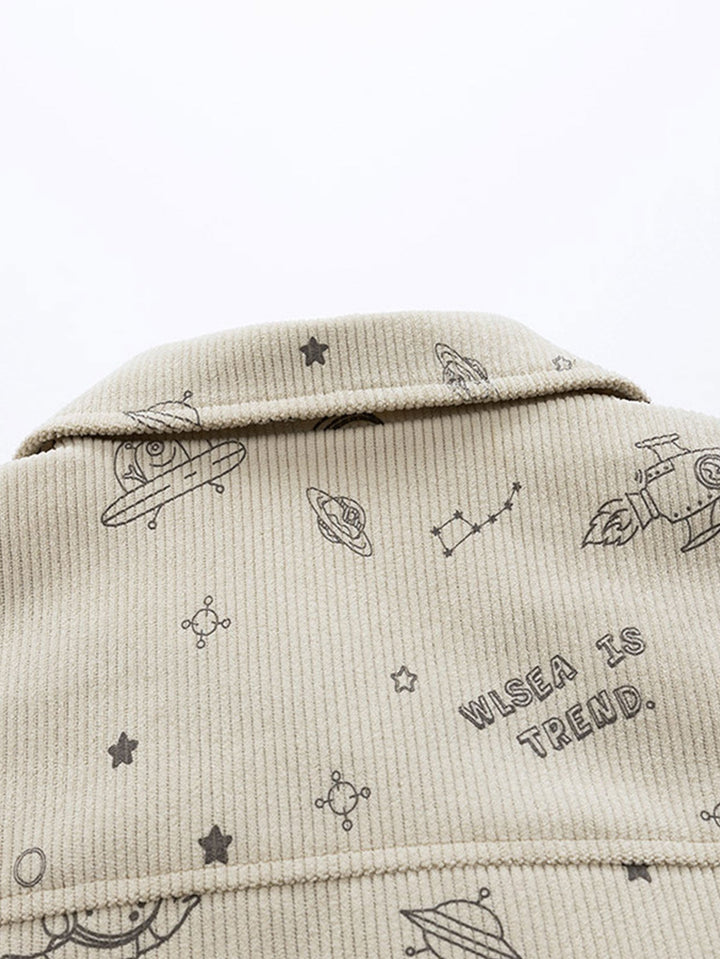Astronaut Print Pocket Corduroy Jacket