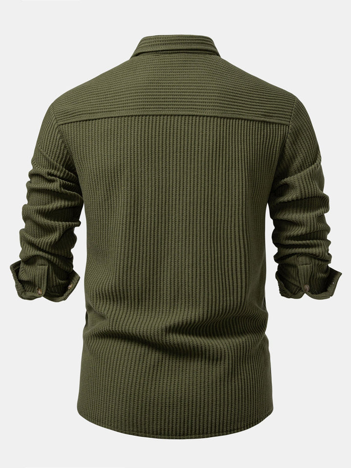 Long Sleeved Waffle Button Up Shirt