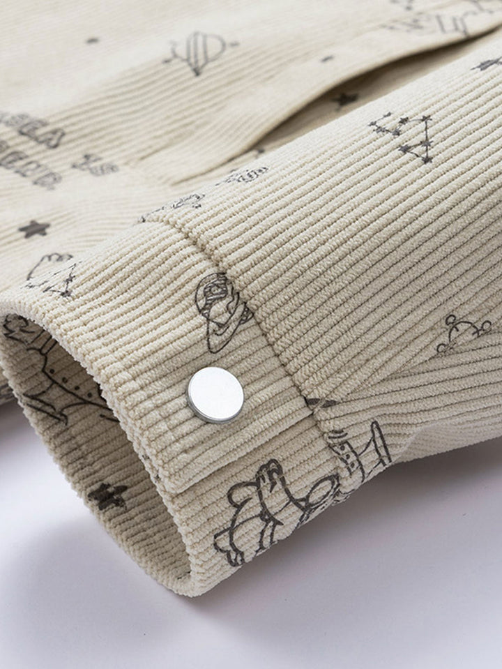 Astronaut Print Pocket Corduroy Jacket