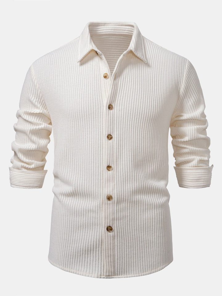Long Sleeved Waffle Button Up Shirt