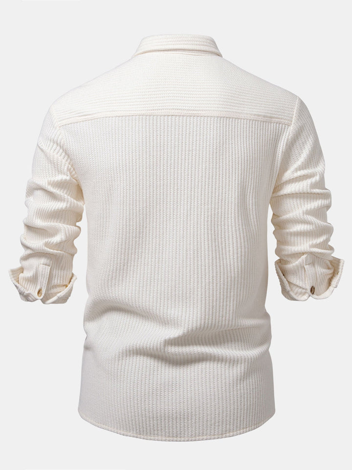 Long Sleeved Waffle Button Up Shirt