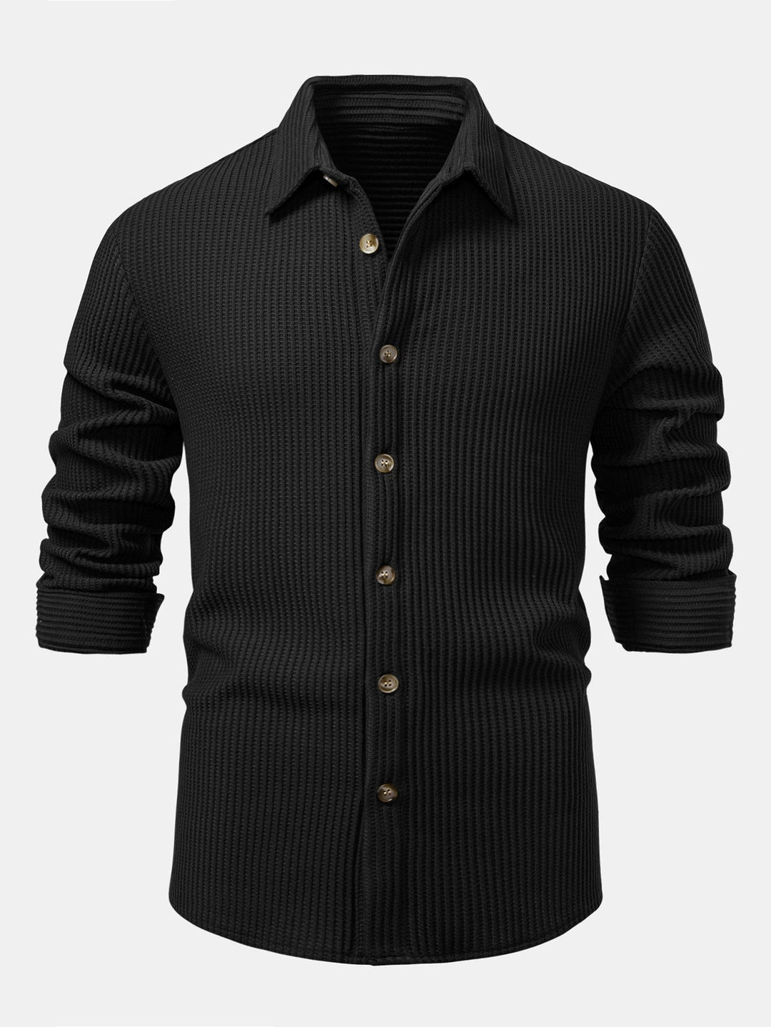 Long Sleeved Waffle Button Up Shirt