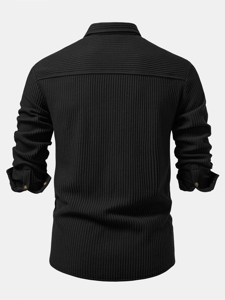 Long Sleeved Waffle Button Up Shirt
