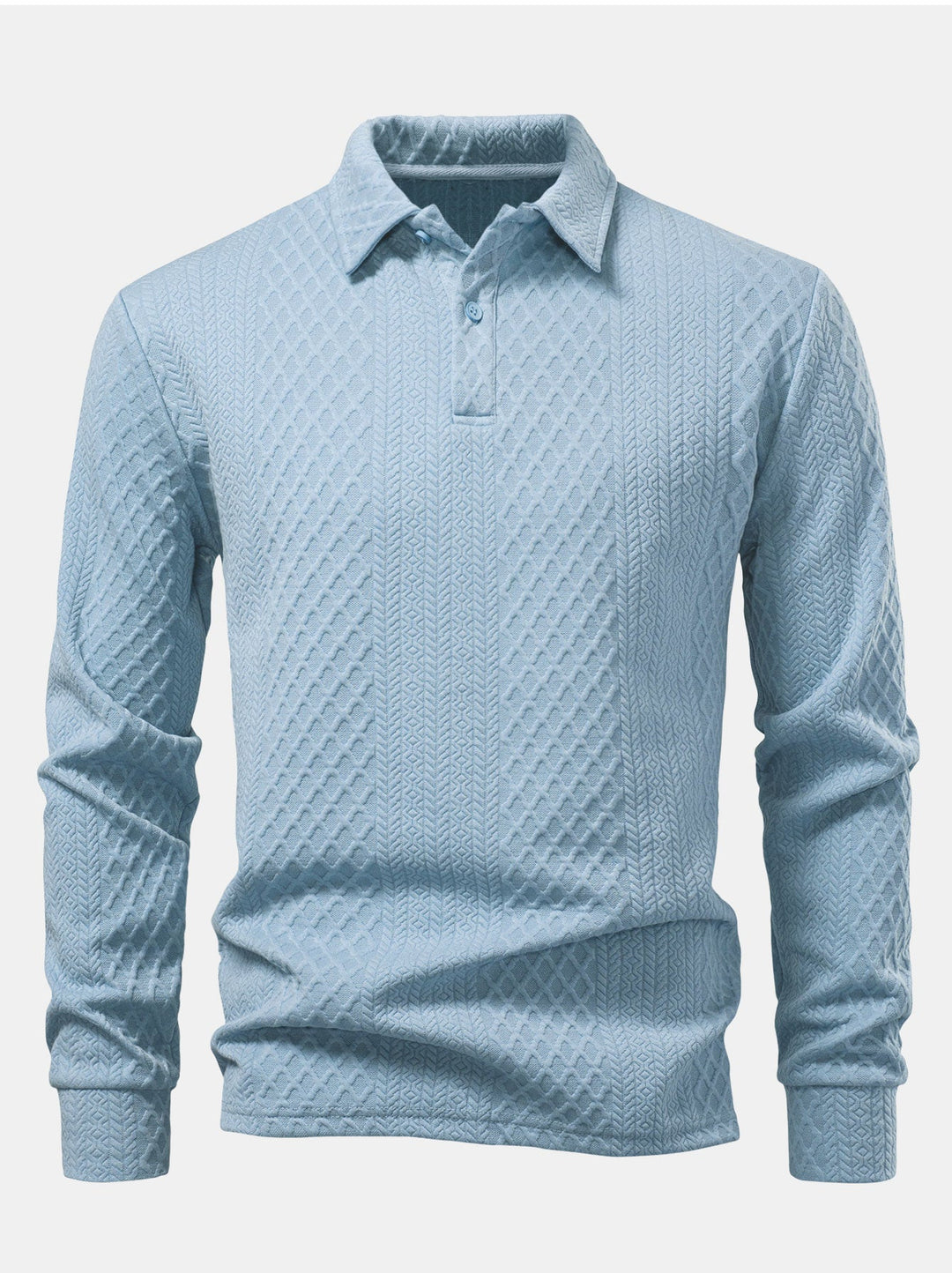 Long Sleeve Geometric Jacquard Polo Shirt