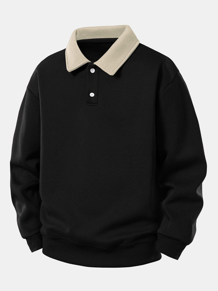 Relax Fit Contrast Polo Sweatshirt