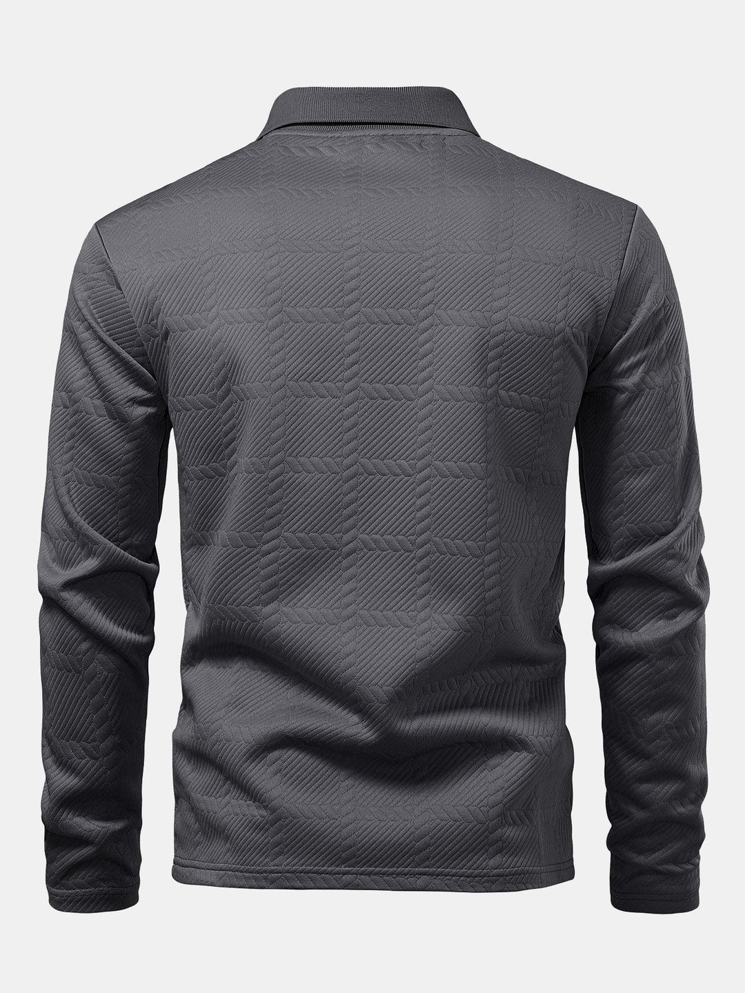 Long Sleeve Plaid Jacquard Polo Shirt