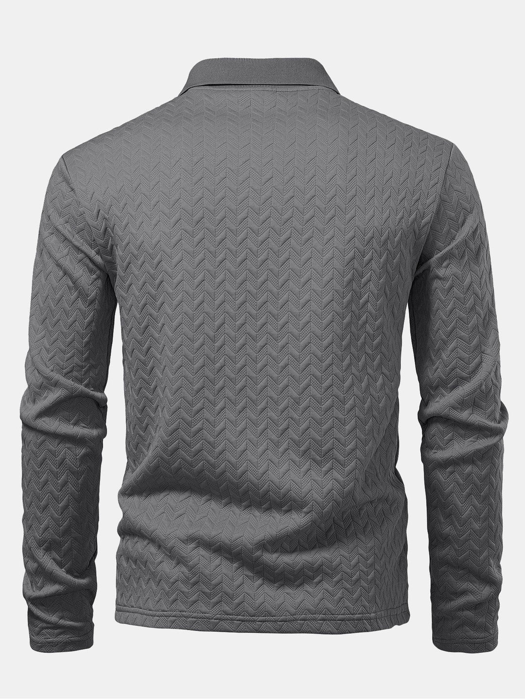 Long Sleeve Wave Jacquard Polo Shirt