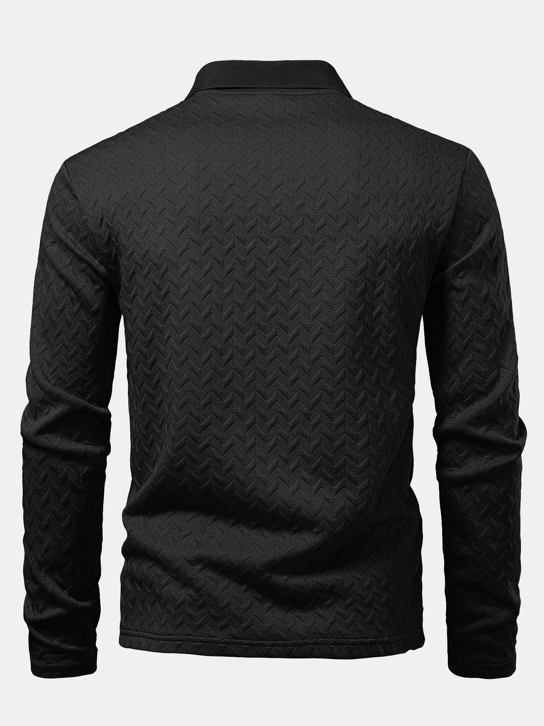 Long Sleeve Wave Jacquard Polo Shirt