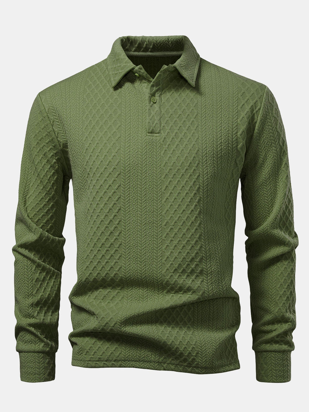Long Sleeve Geometric Jacquard Polo Shirt