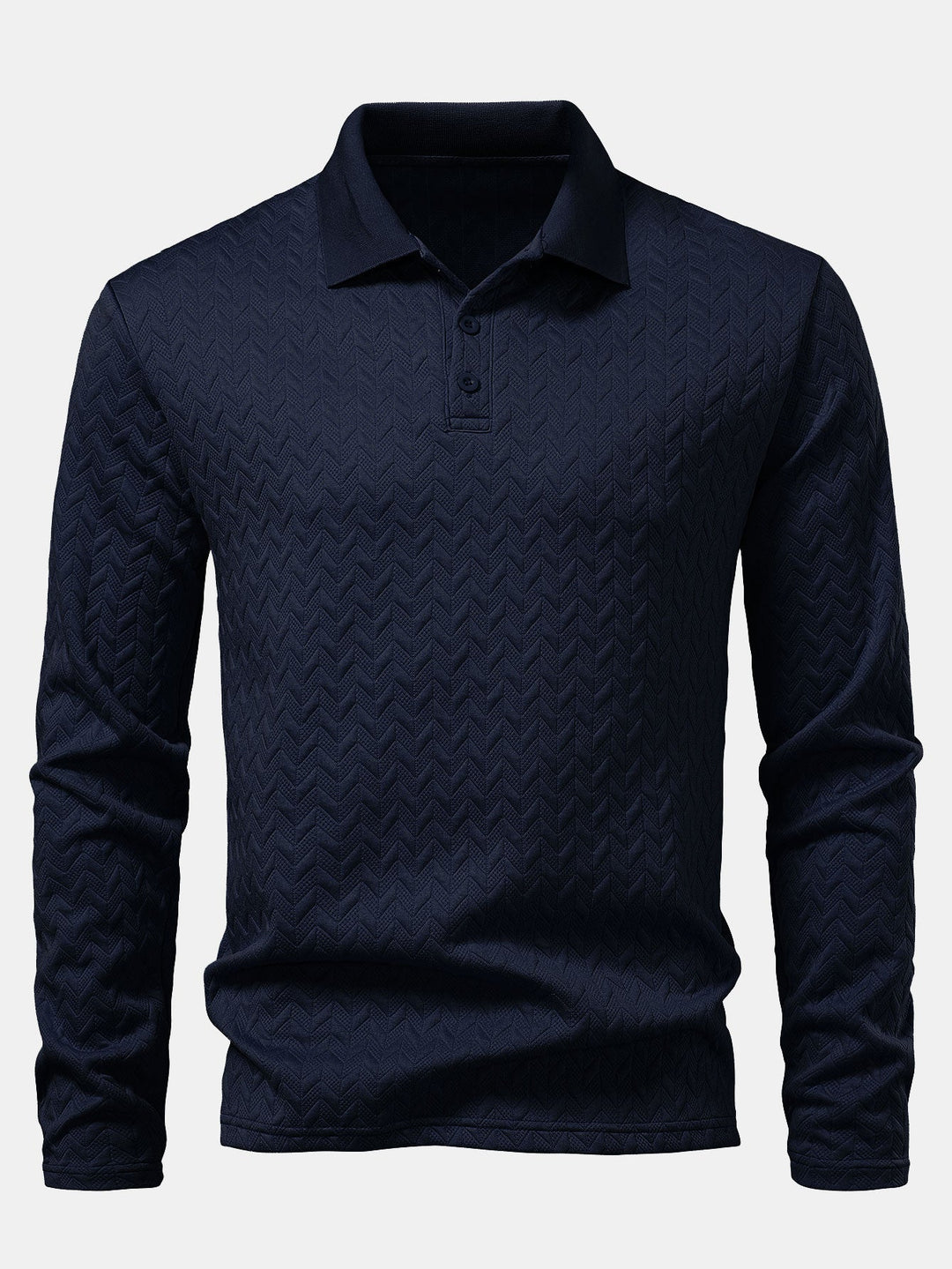 Long Sleeve Wave Jacquard Polo Shirt