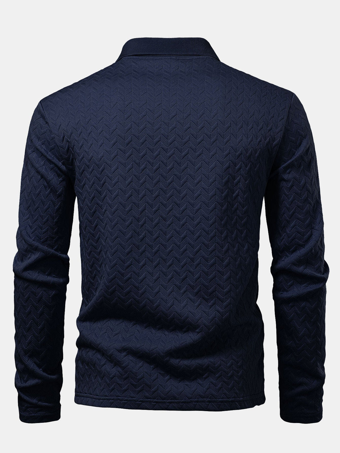 Long Sleeve Wave Jacquard Polo Shirt