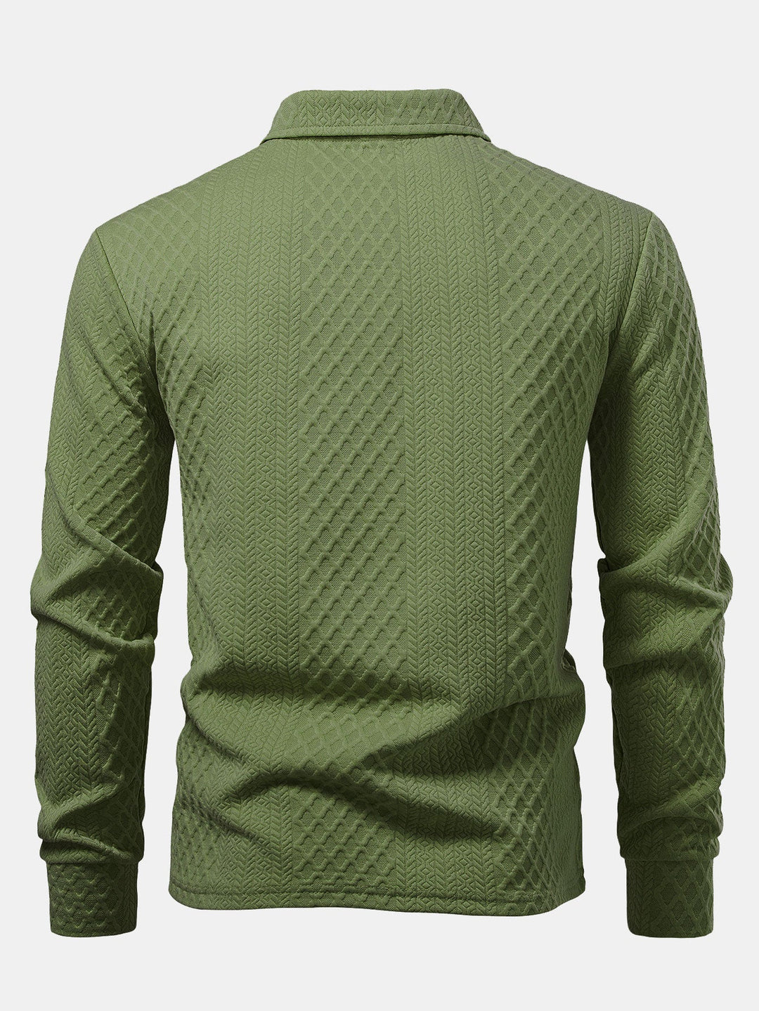 Long Sleeve Geometric Jacquard Polo Shirt