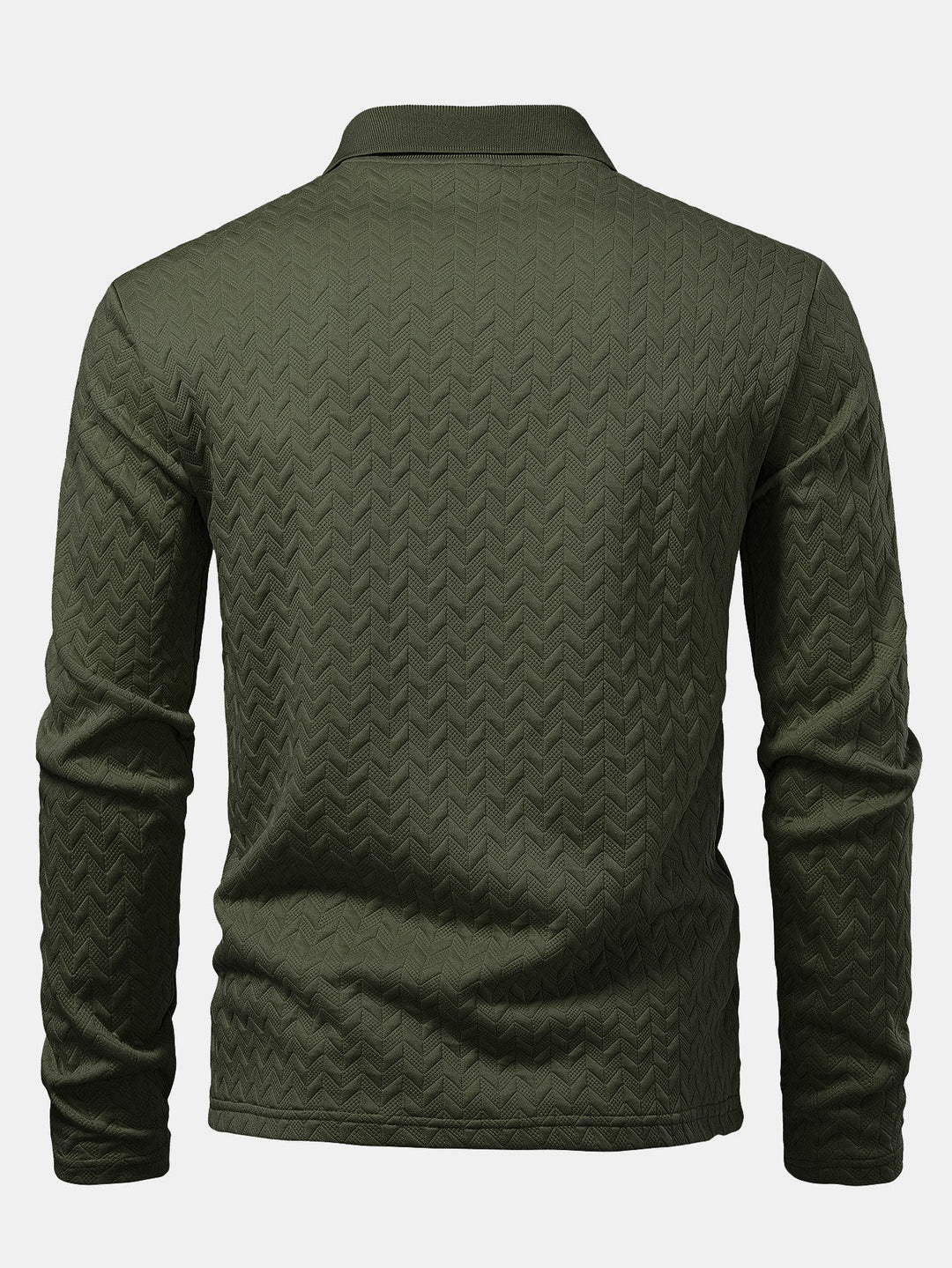 Long Sleeve Wave Jacquard Polo Shirt