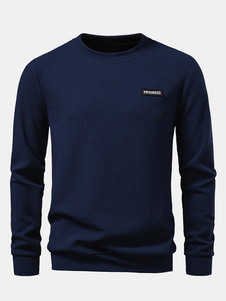 Ribbed Textured Crew Neck Sweatshirt