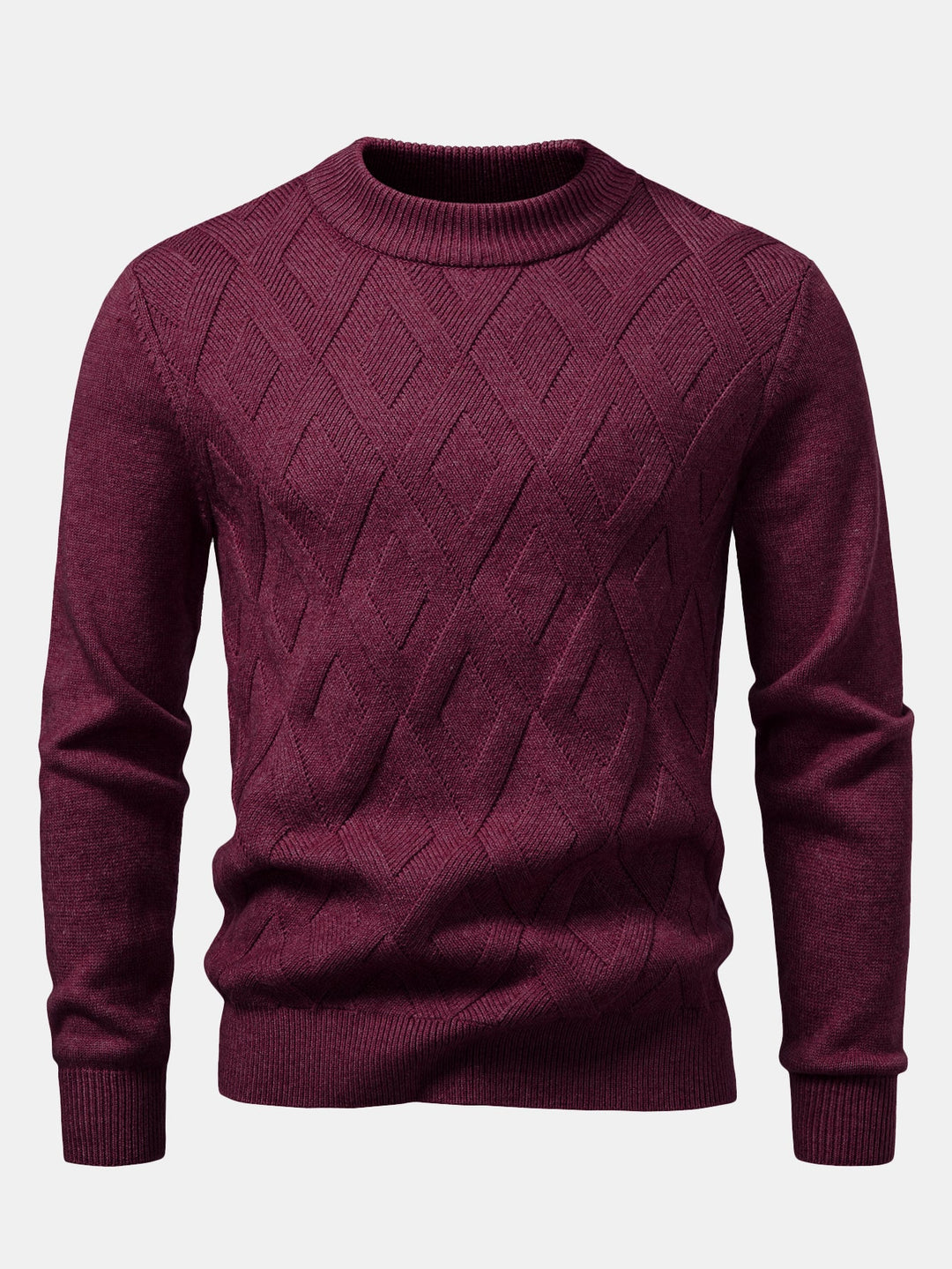 Heavyweight Geometric Jacquard Mock Neck Sweater