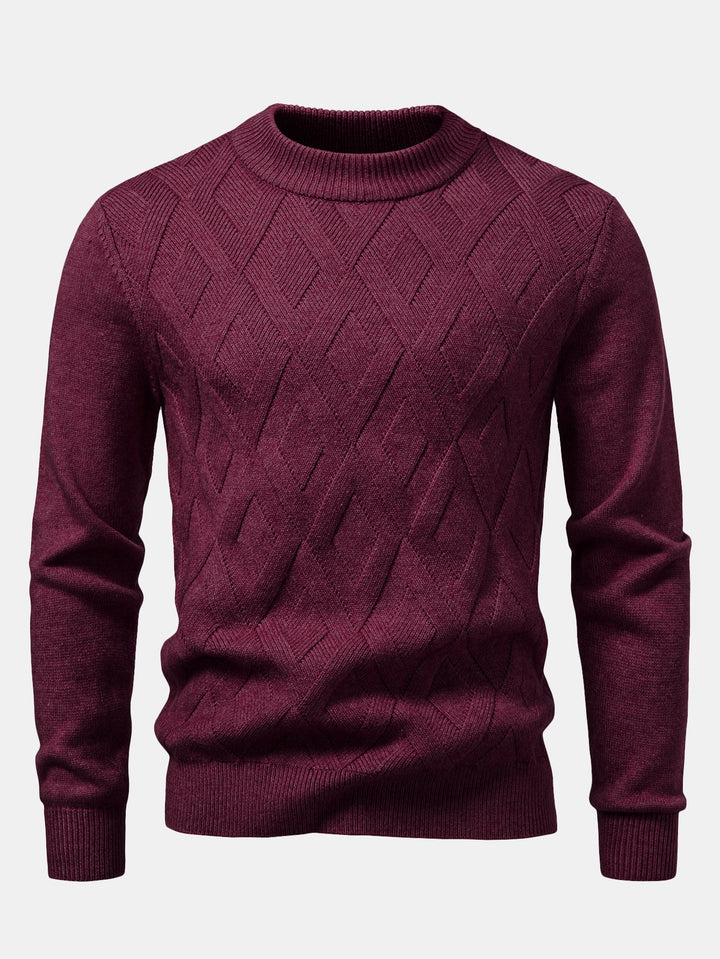 Heavyweight Geometric Jacquard Mock Neck Sweater