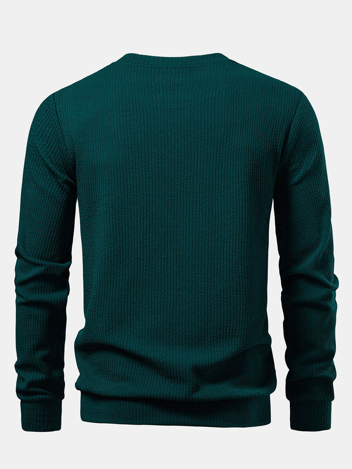 Ribbed Textured Crew Neck Sweatshirt