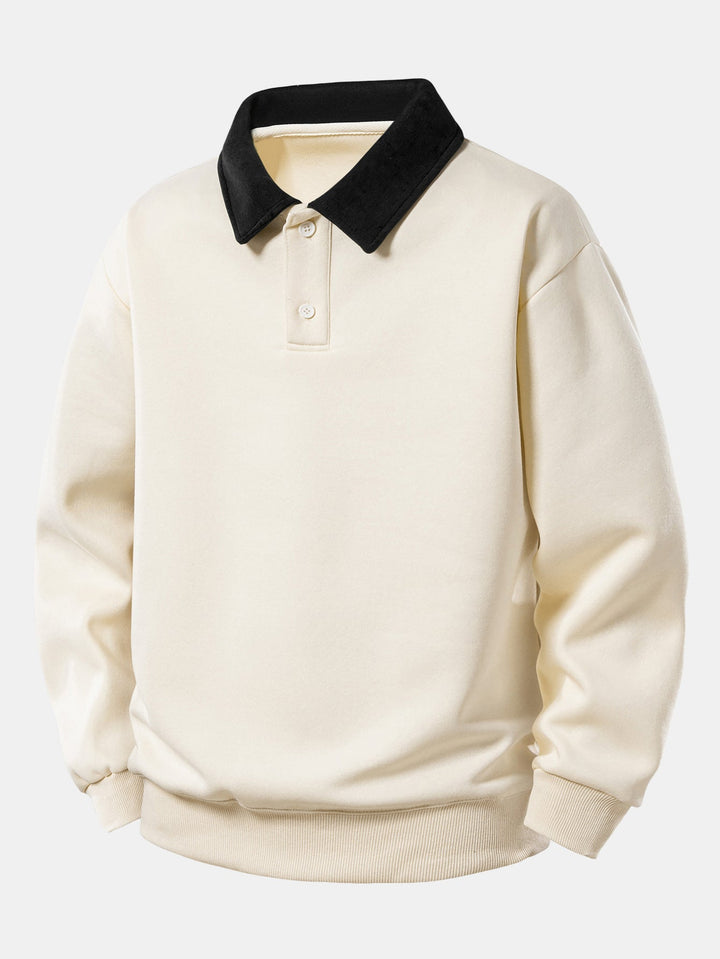 Relax Fit Contrast Polo Sweatshirt