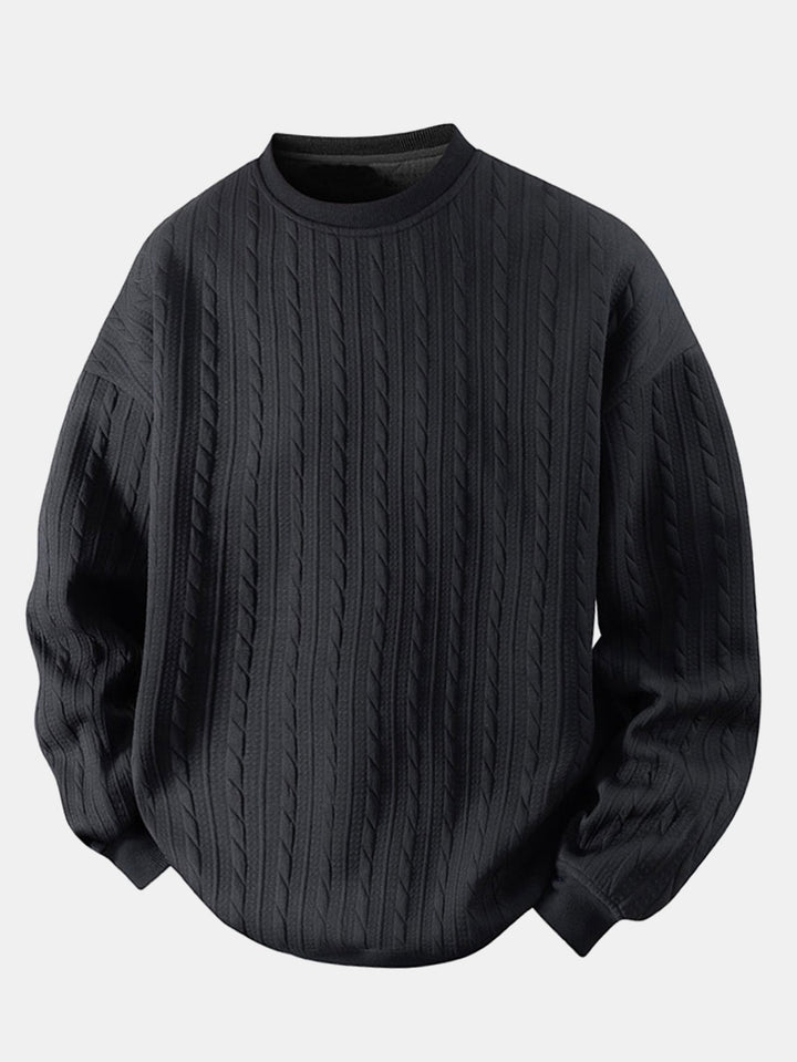 Relax Fit Twist Jacquard Crew Neck Sweatshirt