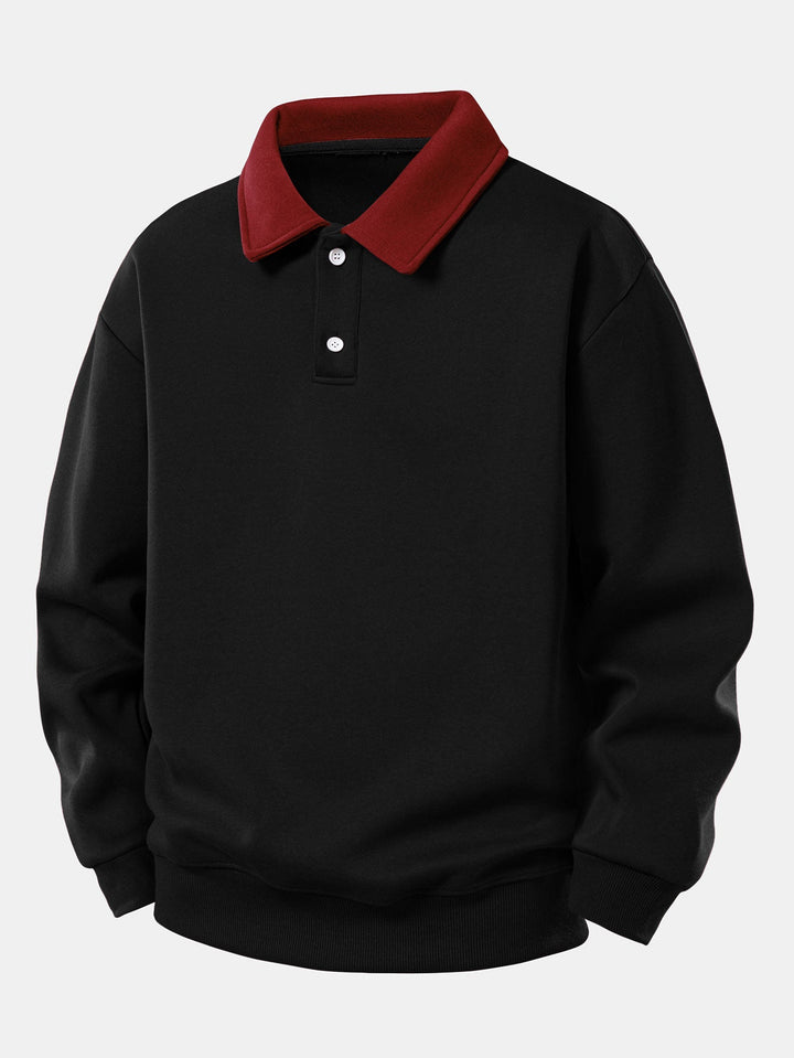 Relax Fit Contrast Polo Sweatshirt