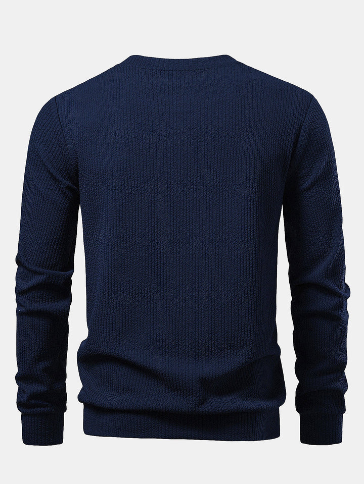 Ribbed Textured Crew Neck Sweatshirt