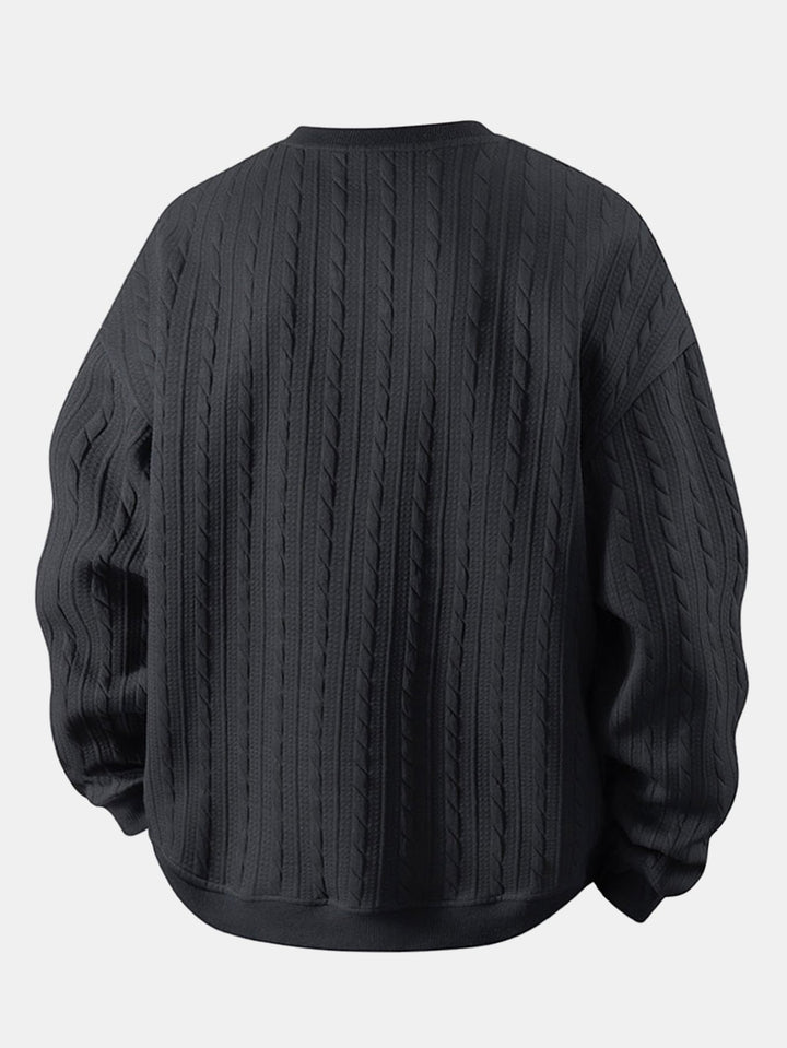 Relax Fit Twist Jacquard Crew Neck Sweatshirt