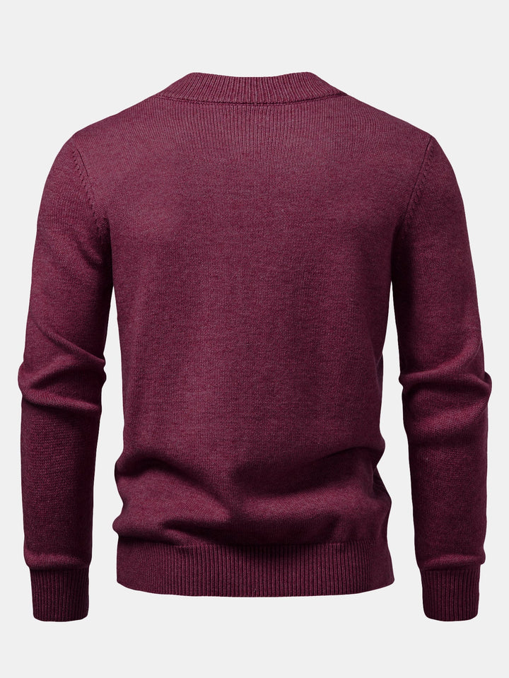 Heavyweight Geometric Jacquard Mock Neck Sweater