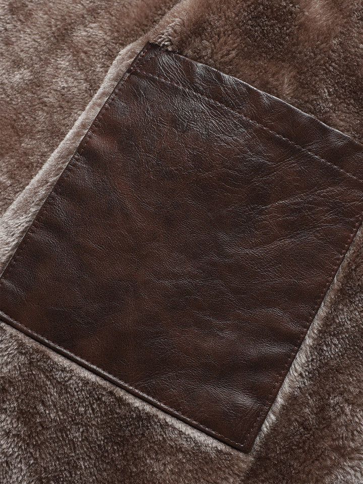 Faux Fur Lined Long Line PU Leather Coat