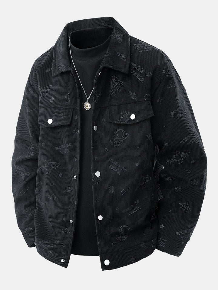 Astronaut Print Pocket Corduroy Jacket