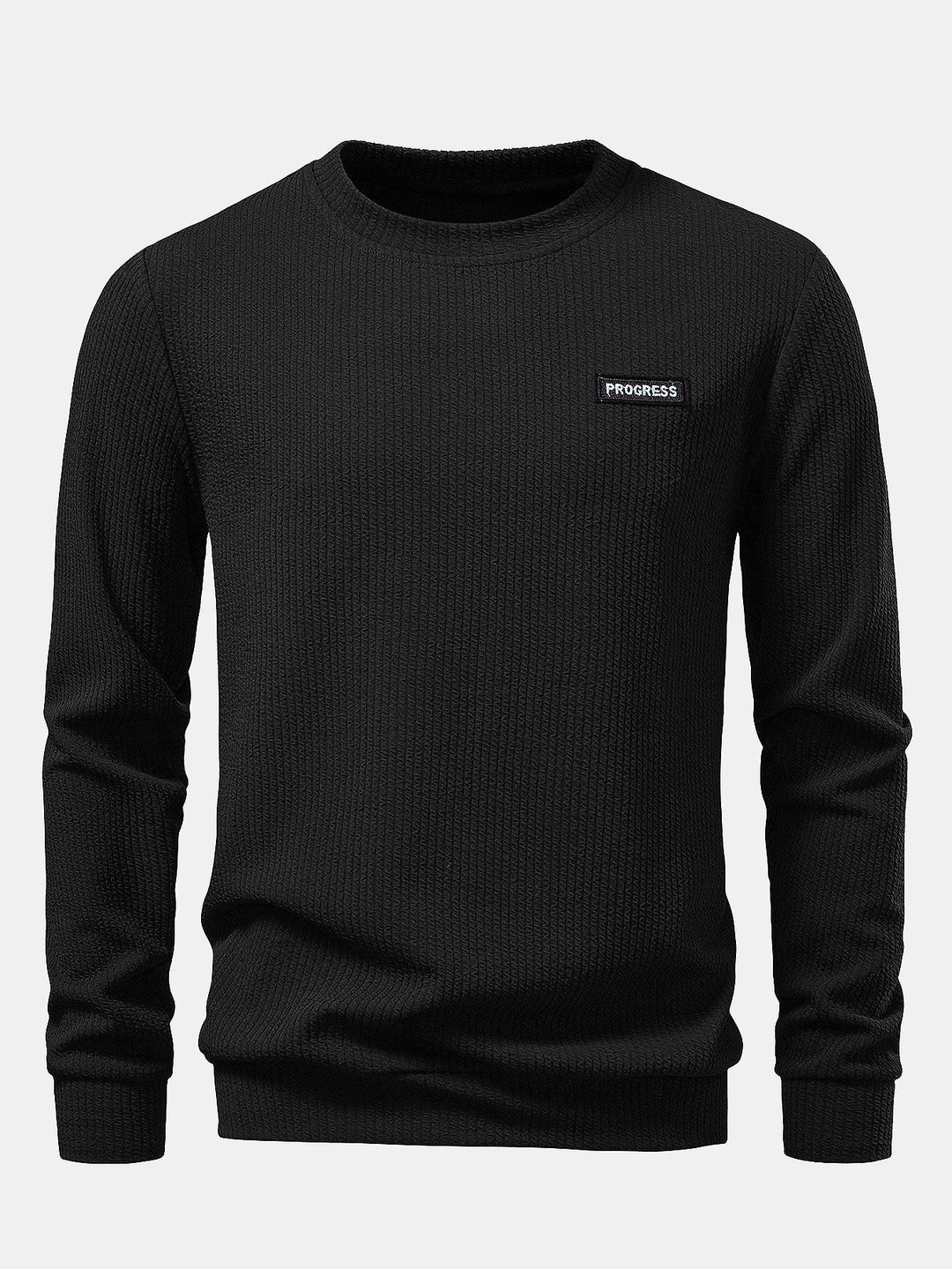 Ribbed Textured Crew Neck Sweatshirt
