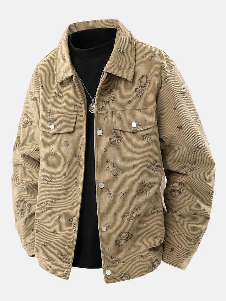 Astronaut Print Pocket Corduroy Jacket