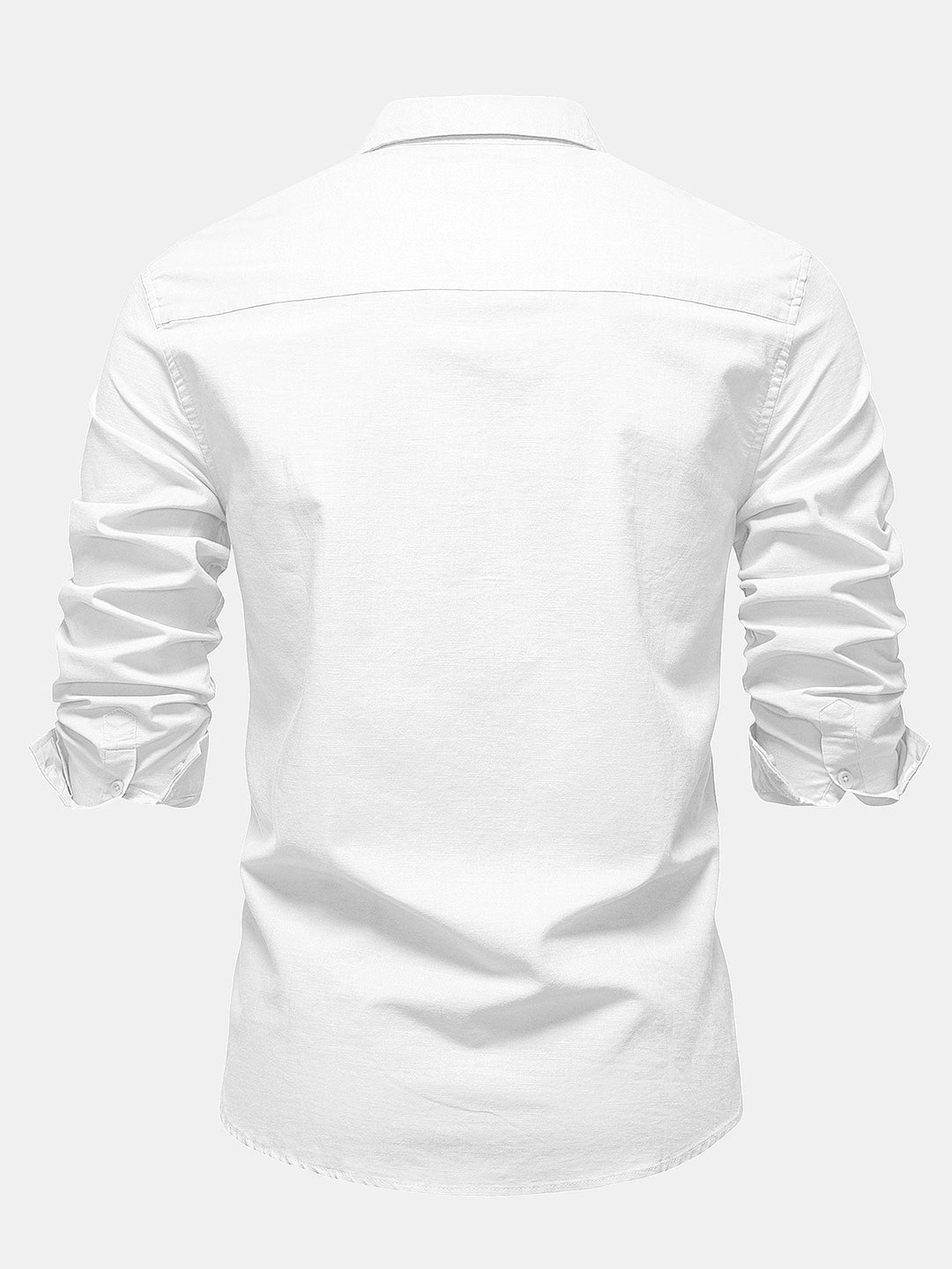 Long Sleeve Linen Cotton Blend Shirt With Pocket