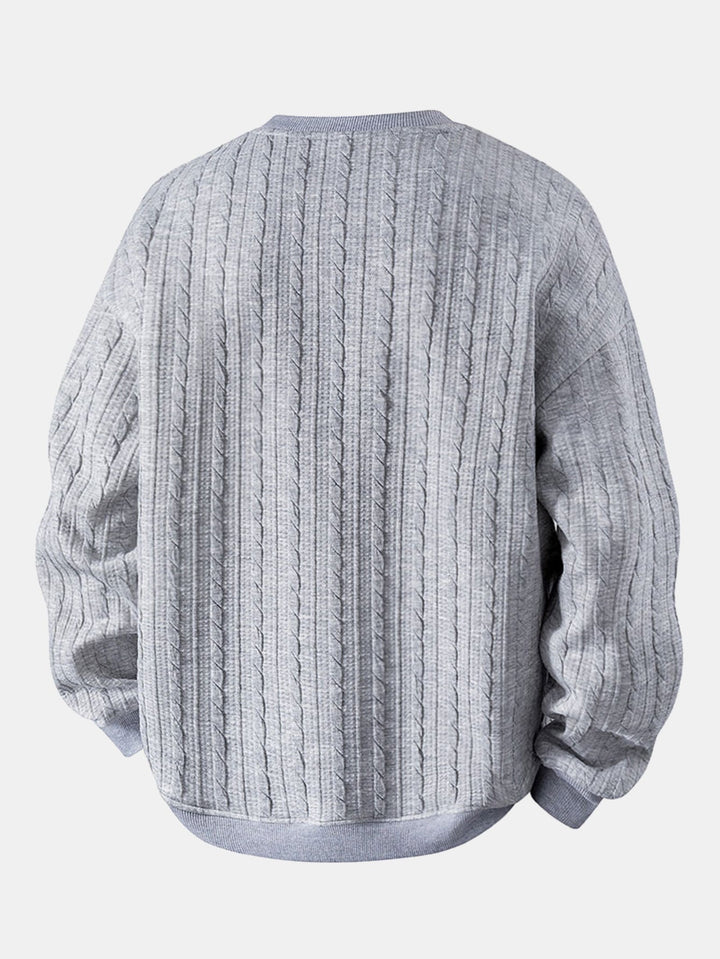 Relax Fit Twist Jacquard Crew Neck Sweatshirt
