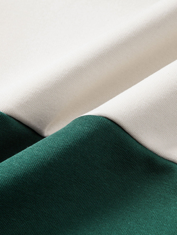 Relax Fit Contrast Color Quarter Zip Sweatshirt