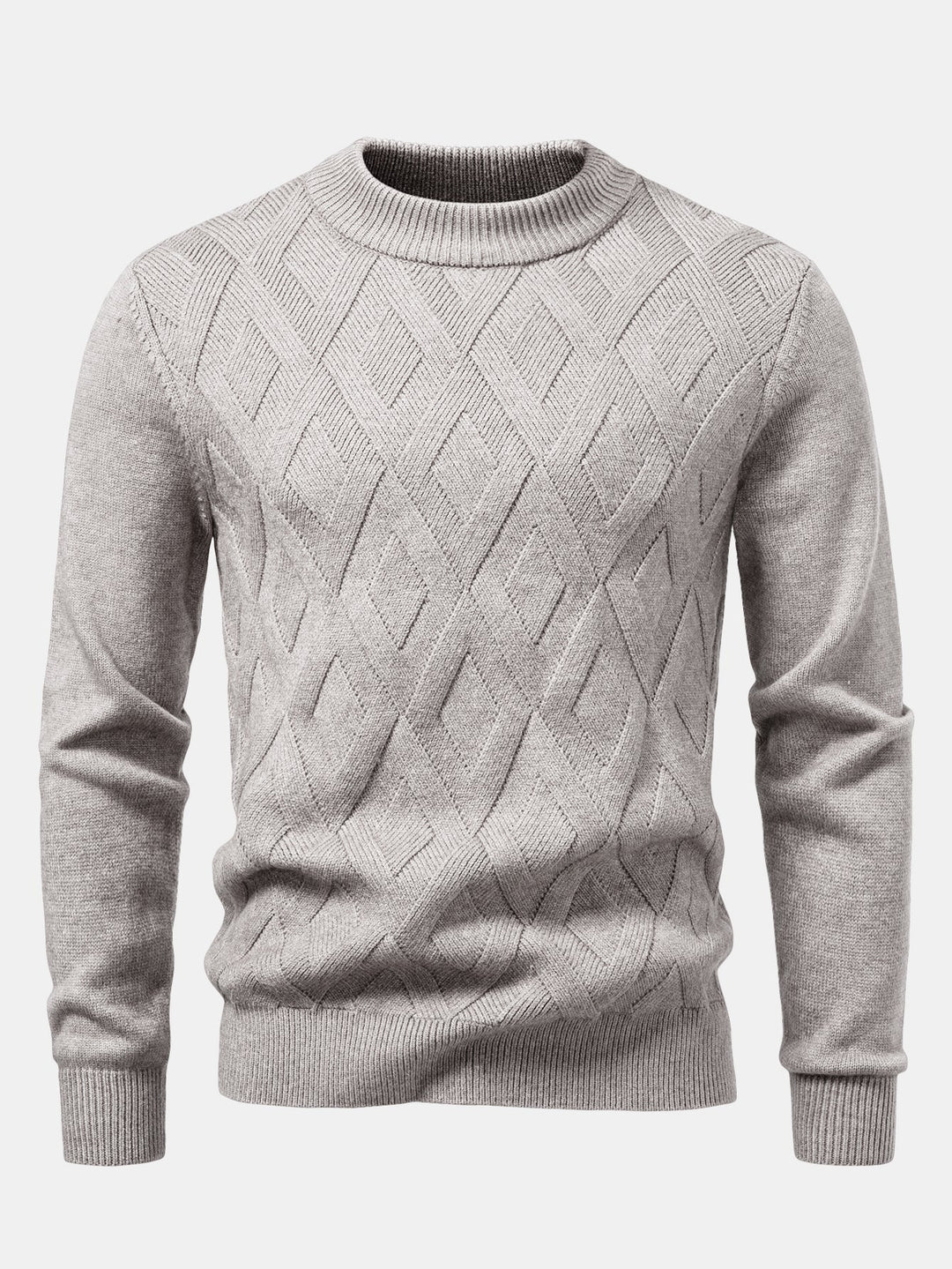 Heavyweight Geometric Jacquard Mock Neck Sweater