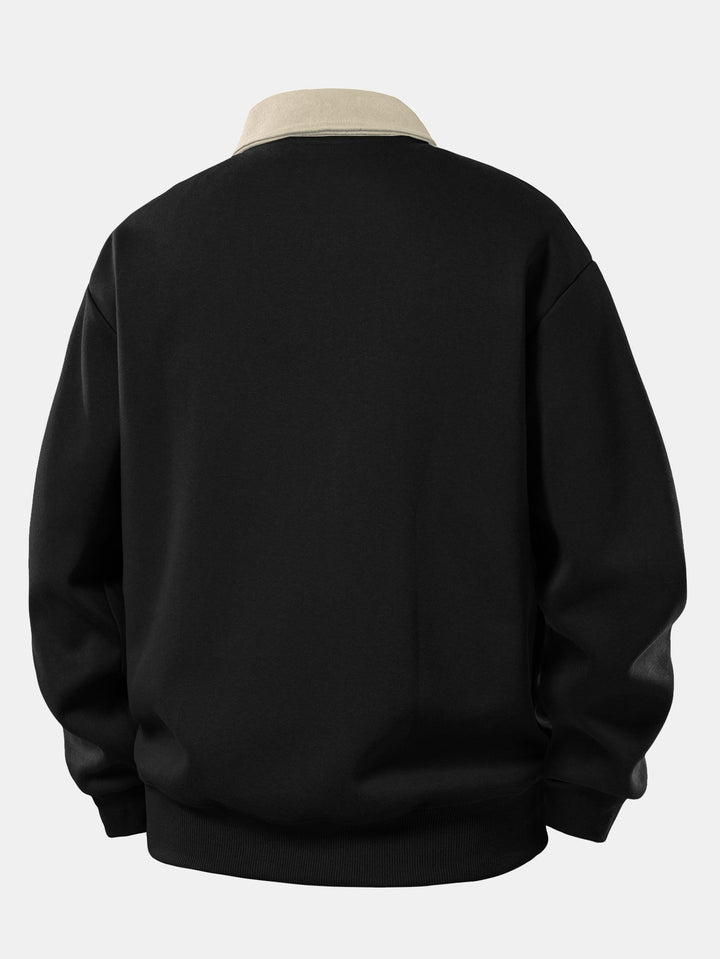 Relax Fit Contrast Polo Sweatshirt