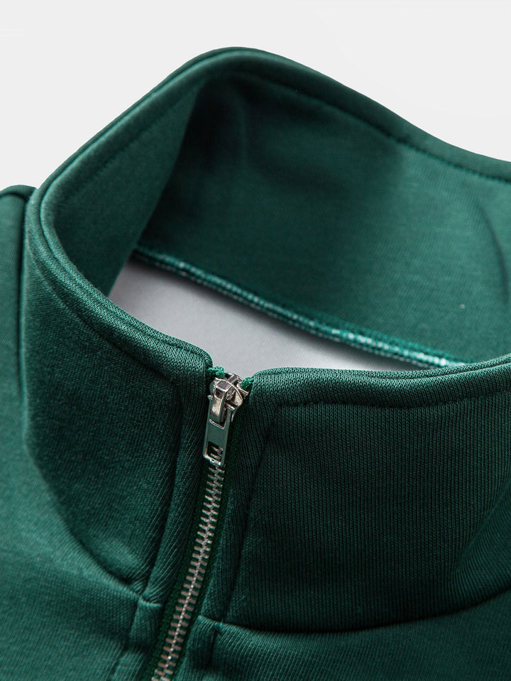 Relax Fit Contrast Color Quarter Zip Sweatshirt