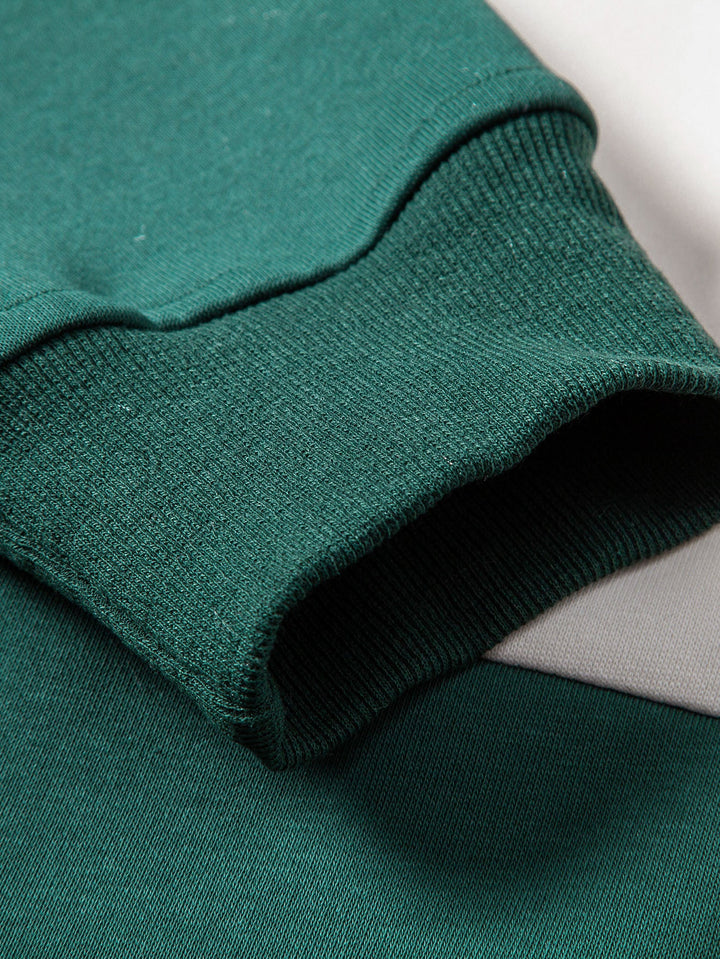 Relax Fit Contrast Zipper Polo Sweatshirt