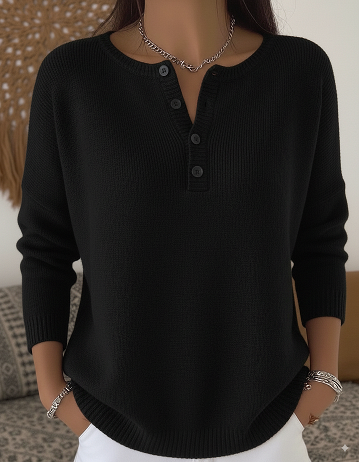 Sarah | Button Henley Sweater