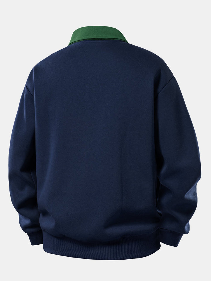 Relax Fit Contrast Polo Sweatshirt