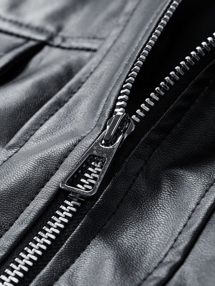 Zipper PU Leather Jacket