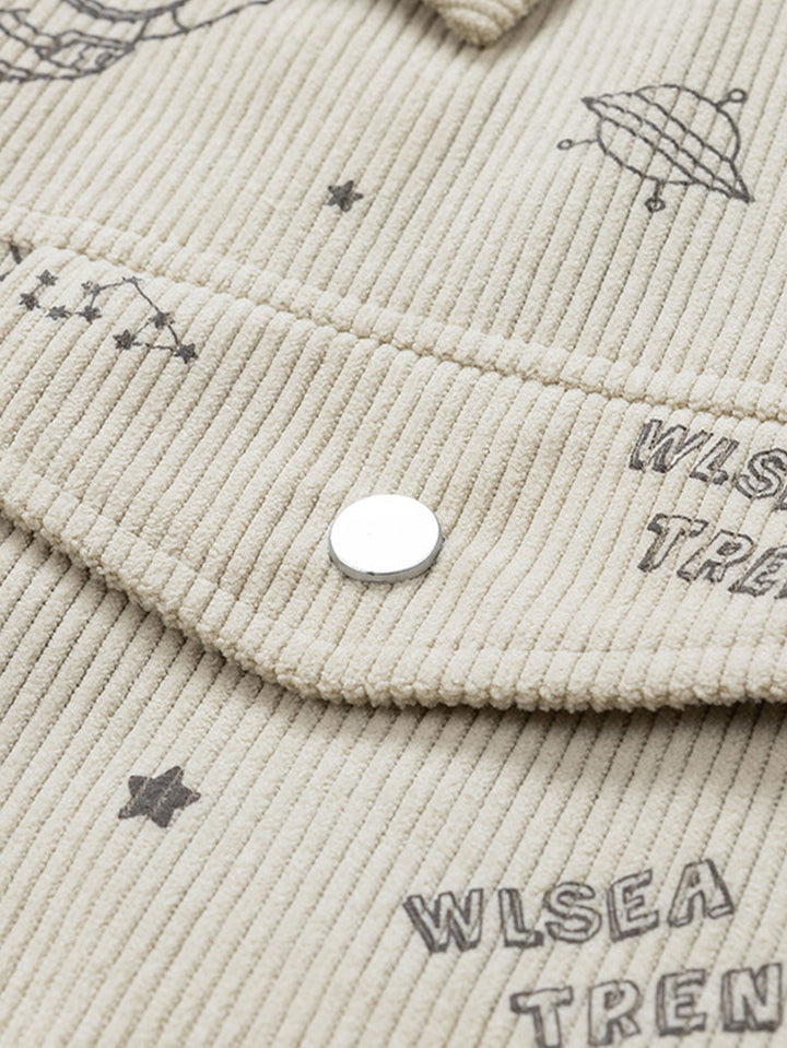 Astronaut Print Pocket Corduroy Jacket