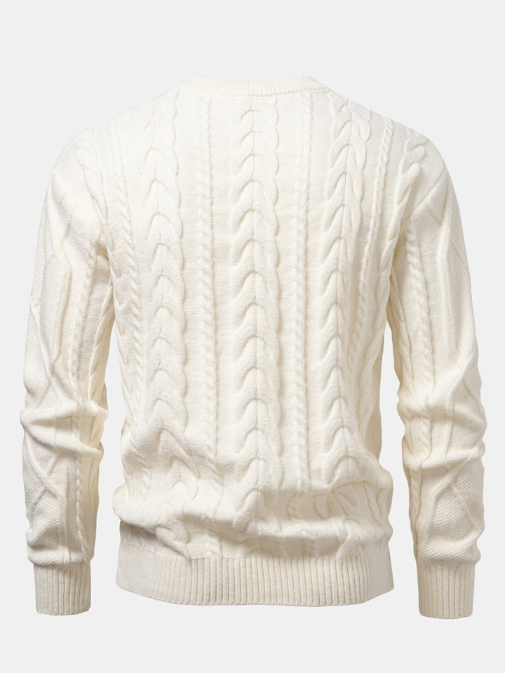 Heavyweight Twist Jacquard Crew Neck Sweater