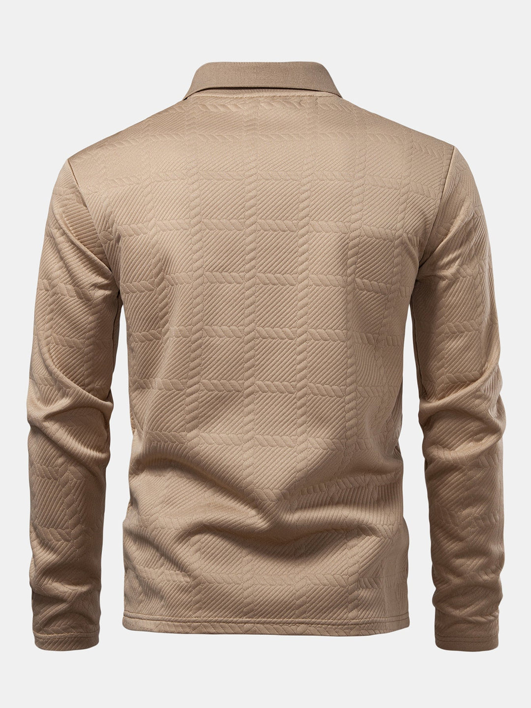 Long Sleeve Plaid Jacquard Polo Shirt