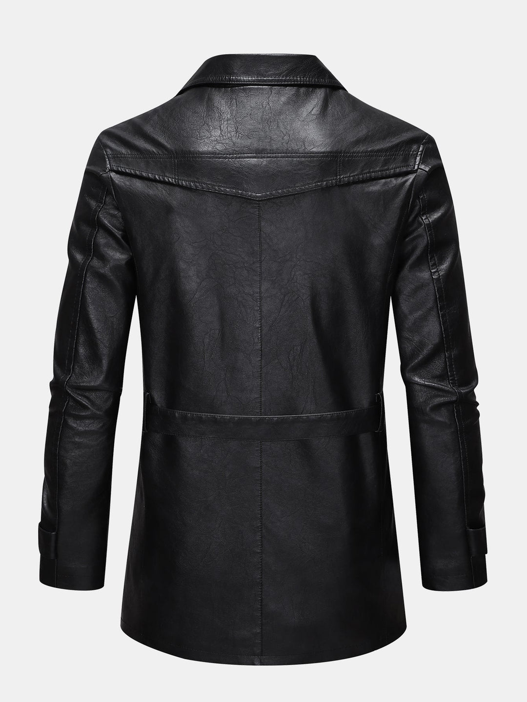 Long Line PU Leather Trench Coat