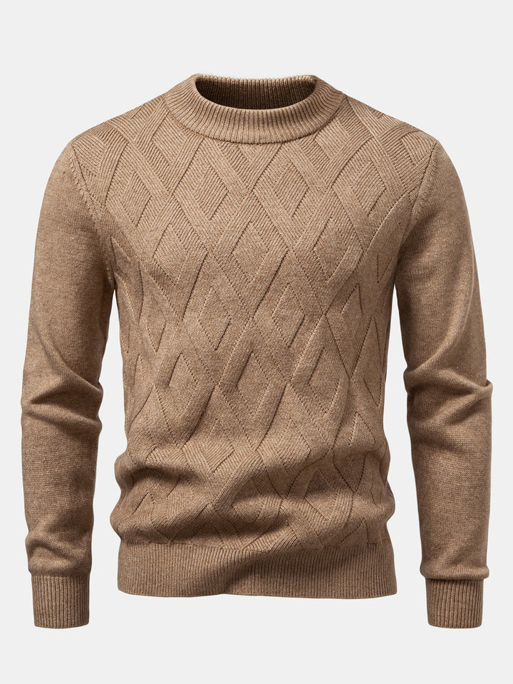 Heavyweight Geometric Jacquard Mock Neck Sweater