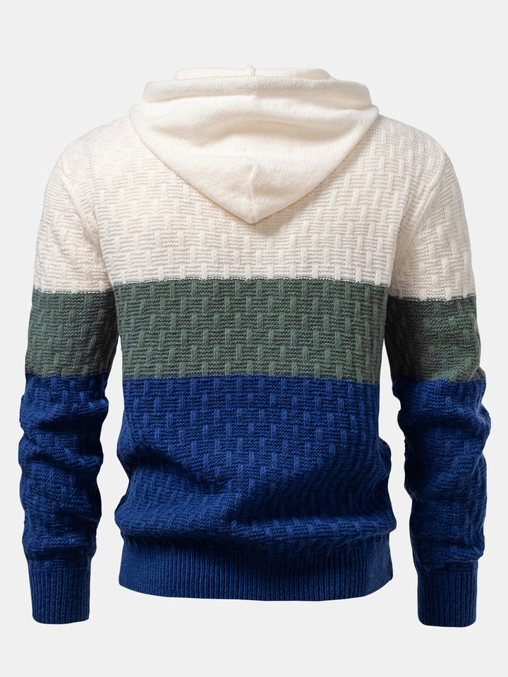 Color Block texture Hooded Sweater