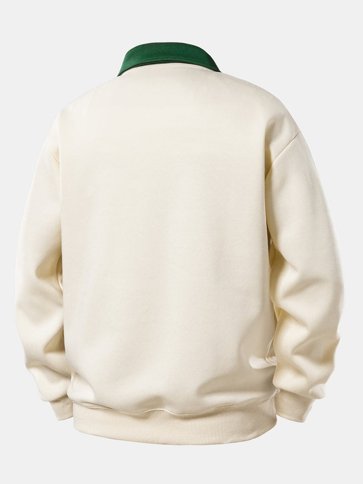 Relax Fit Contrast Polo Sweatshirt